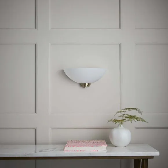 Wall Light with Glass Shade - White, Brass