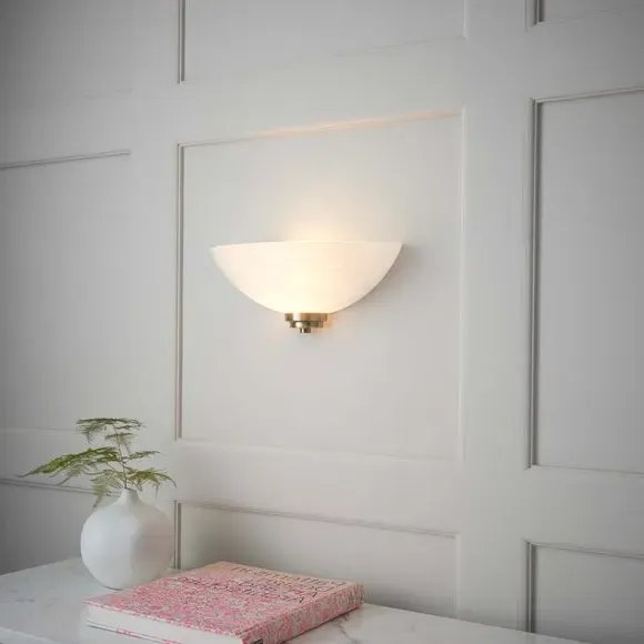 Wall Light with Glass Shade - White, Brass