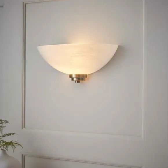 Wall Light with Glass Shade - White, Brass