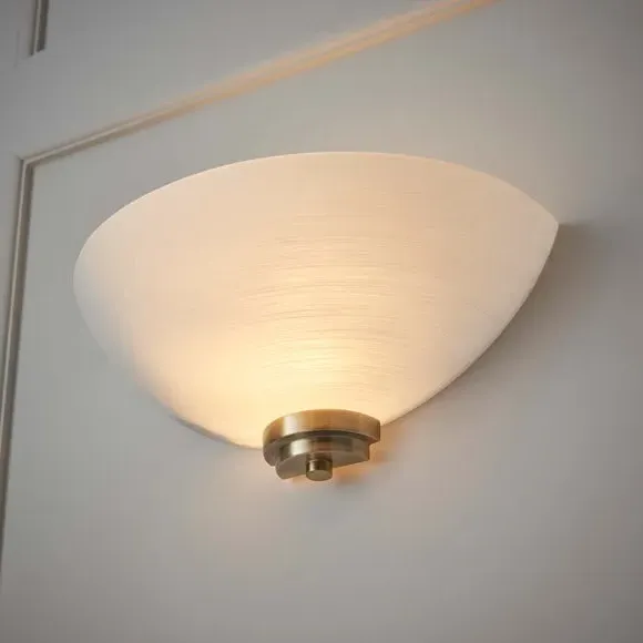 Wall Light with Glass Shade - White, Brass