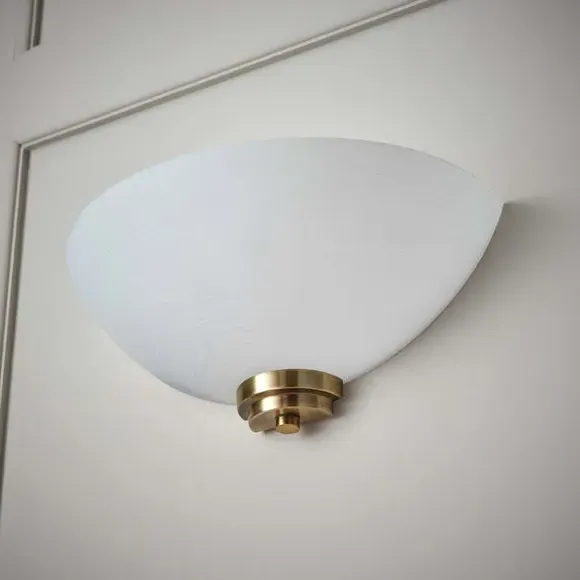 Wall Light with Glass Shade - White, Brass