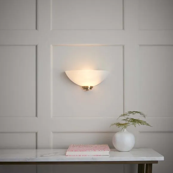 Wall Light with Glass Shade - White, Brass image