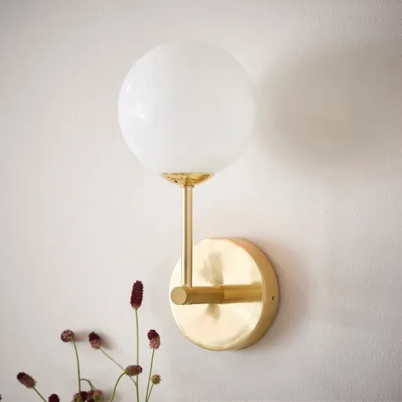 Wall Light with Opal Shade - Gold, Brass