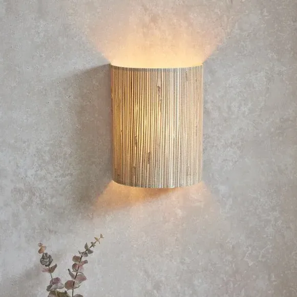 Wall Light with Seagrass Shade - Black