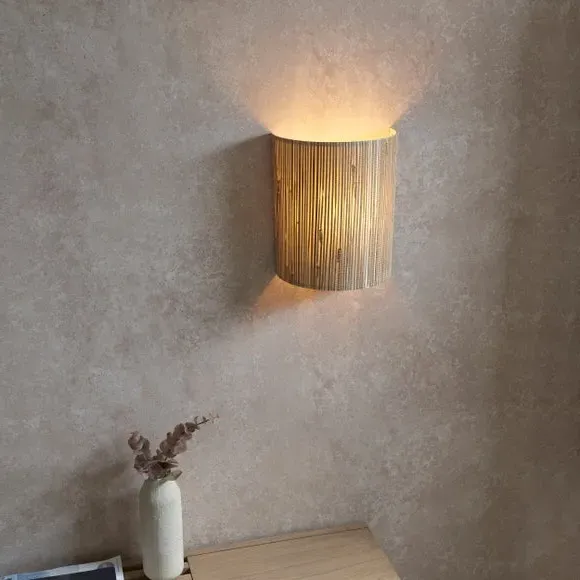 Wall Light with Seagrass Shade - Black