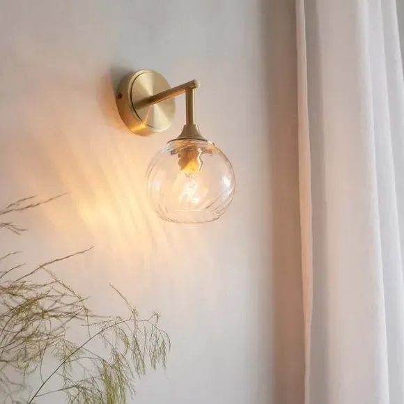 Wall Light with Twisted Shade - Gold, Glass