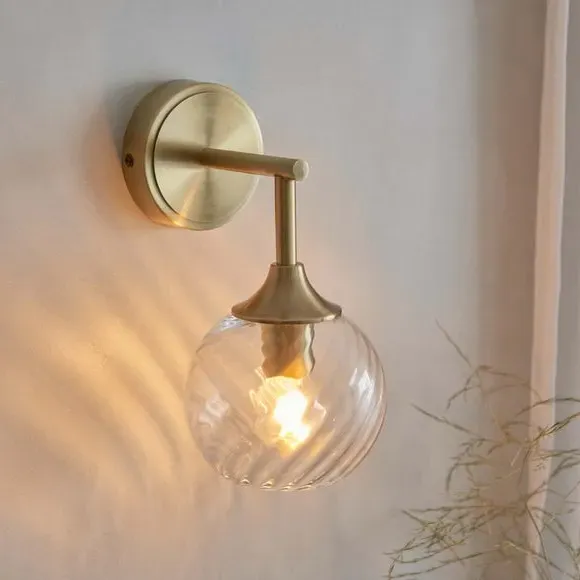 Wall Light with Twisted Shade - Gold, Glass image