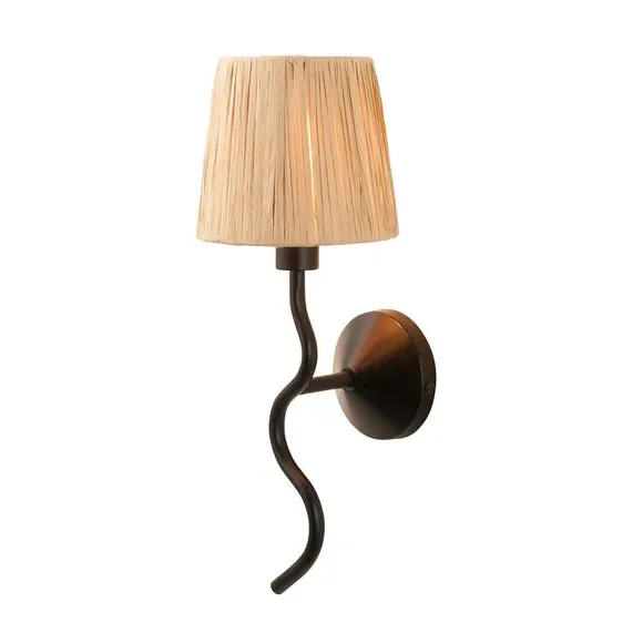 Wriggle Wall Light Dimmable - Black, Raffia