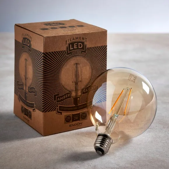 XL Globe LED Bulb Filament Style - Amber Glass