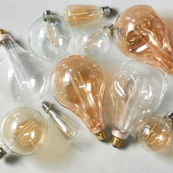 XL Globe LED Bulb Filament Style - Amber Glass
