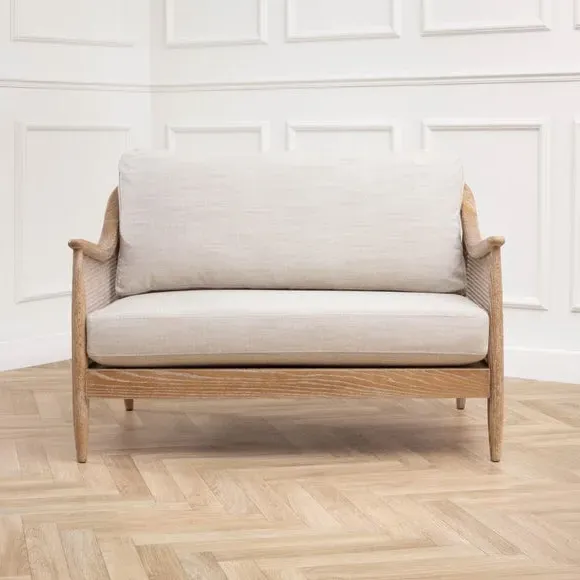 2-Seater Occasional Chair - Linen, Rattan