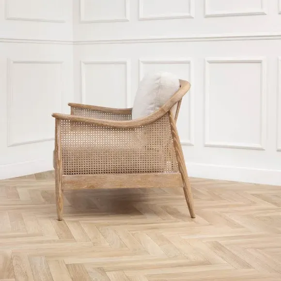 2-Seater Occasional Chair - Linen, Rattan