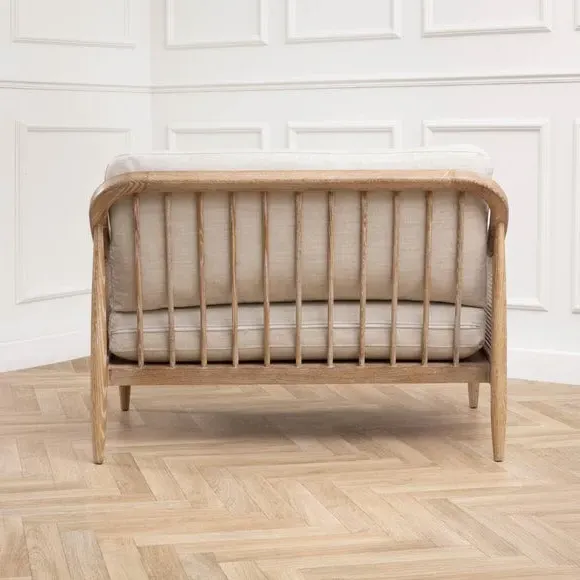 2-Seater Occasional Chair - Linen, Rattan