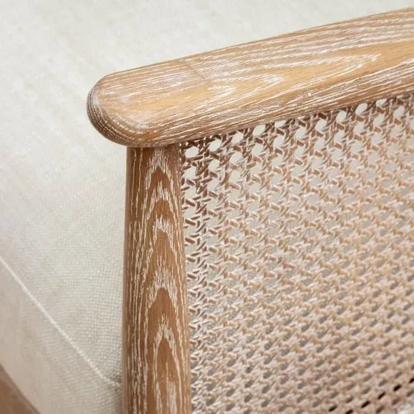 2-Seater Occasional Chair - Linen, Rattan