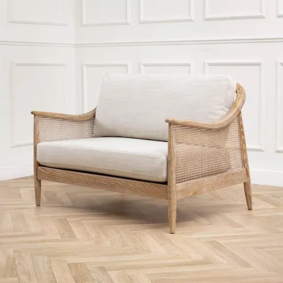 2-Seater Occasional Chair - Linen, Rattan image