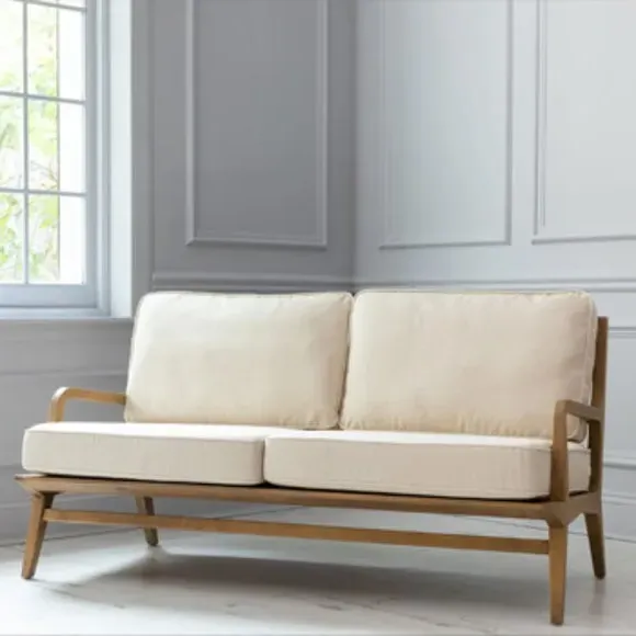 2-Seater Sofa with Removable Cushions - Oak