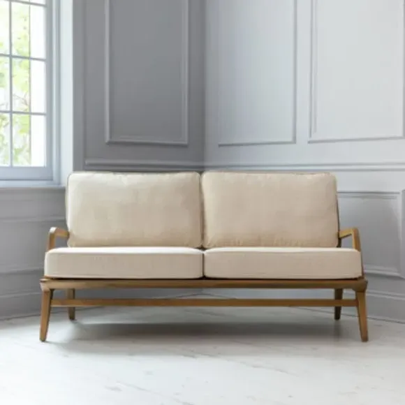 2-Seater Sofa with Removable Cushions - Oak