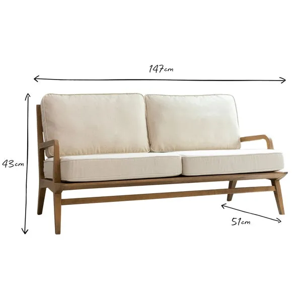 2-Seater Sofa with Removable Cushions - Oak