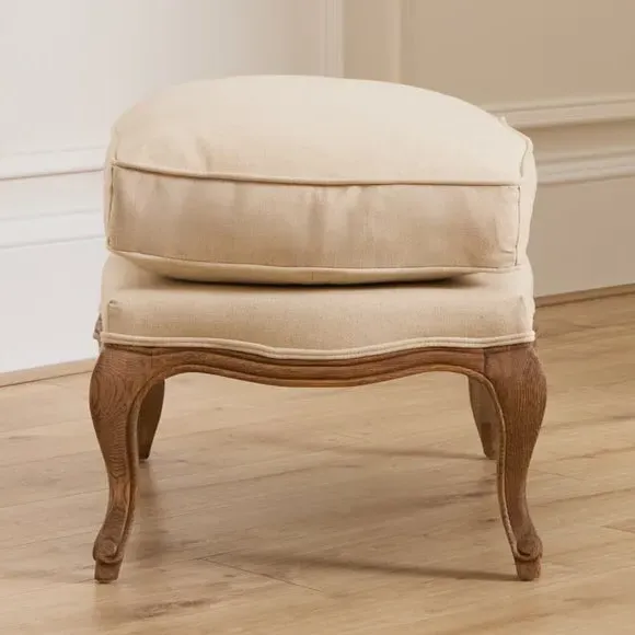 Classic Footstool with Cushion - Stone, Oak