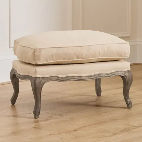 Classic Footstool with Cushion - Stone, Oak
