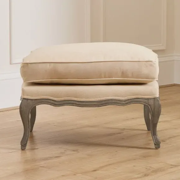 Classic Footstool with Cushion - Stone, Oak