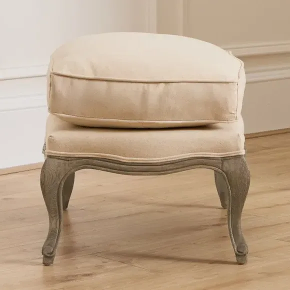 Classic Footstool with Cushion - Stone, Oak