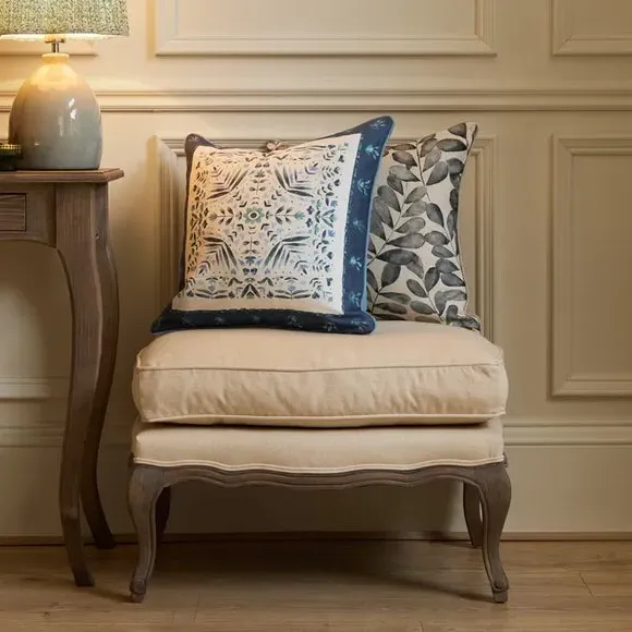Classic Footstool with Cushion - Stone, Oak