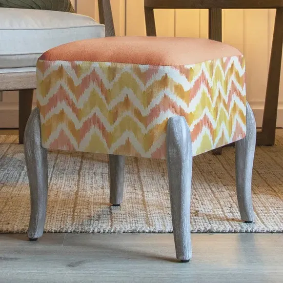 Compact Footstool with Zigzag Pattern - Amber image