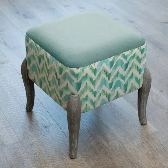 Compact Footstool with Zigzag Pattern - Isla