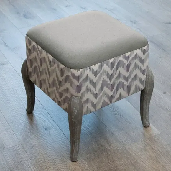Compact Footstool with Zigzag Pattern - Violet