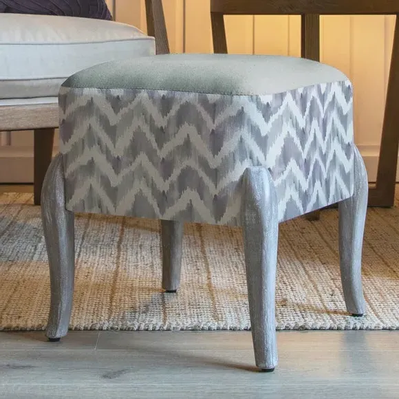 Compact Footstool with Zigzag Pattern - Violet