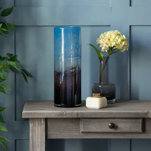 Cylinder Glass Vase Abstract Pattern - Indigo image