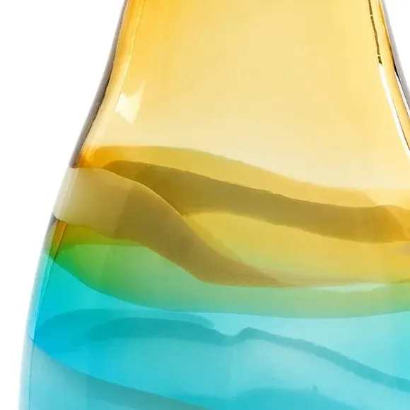 Cylinder Glass Vase - Aqua, Hand Blown Glass