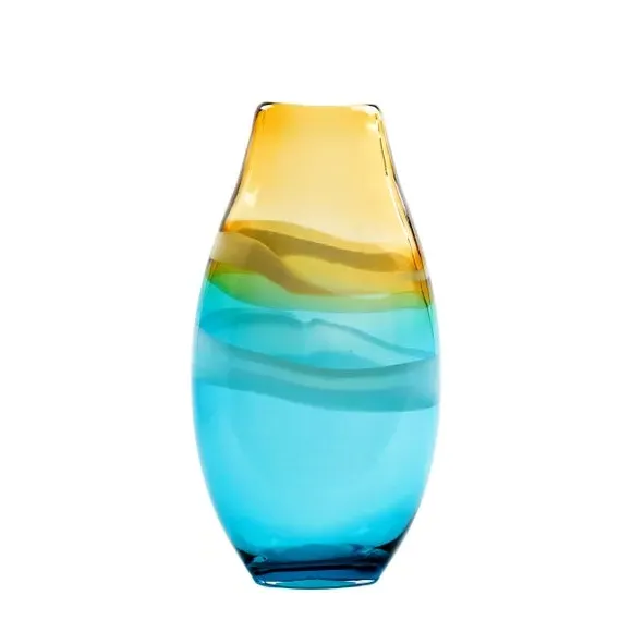 Cylinder Glass Vase - Aqua, Hand Blown Glass