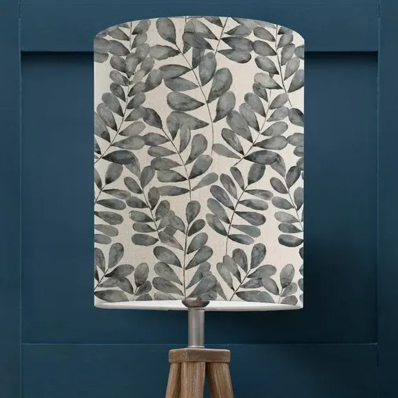 Cylinder Lamp Shade Floral Print - Blue Grey image