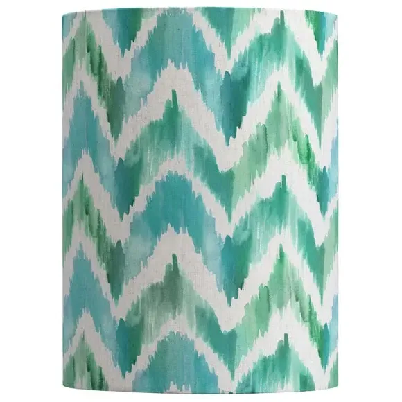 Cylinder Lamp Shade Patterned - Blue, Woven