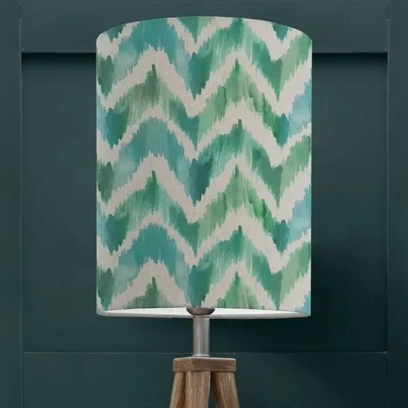 Cylinder Lamp Shade Patterned - Blue, Woven image