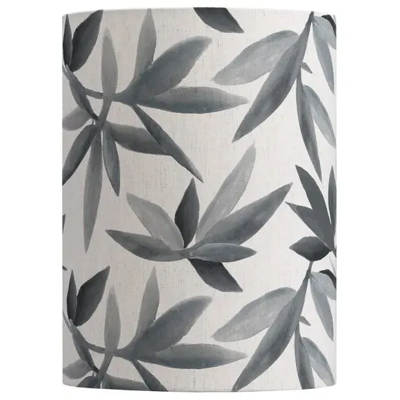 Cylinder Lamp Shade with Floral Print - Blue Grey