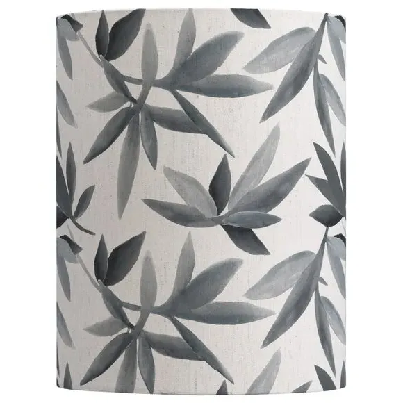 Cylinder Lamp Shade with Floral Print - Blue Grey