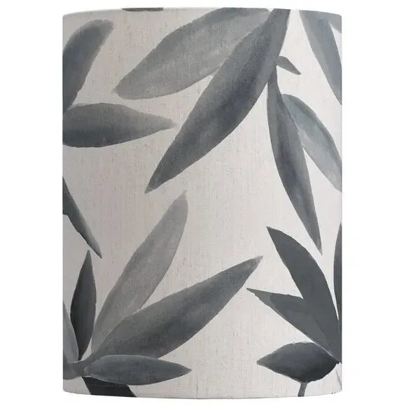 Cylinder Lamp Shade with Floral Print - Grey