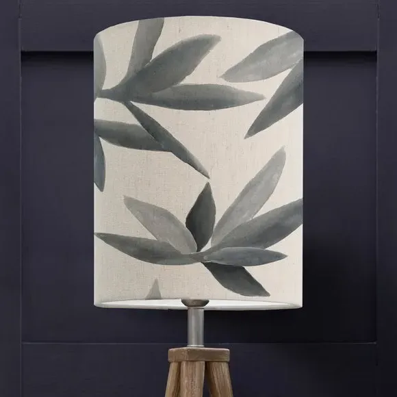 Cylinder Lamp Shade with Floral Print - Grey image