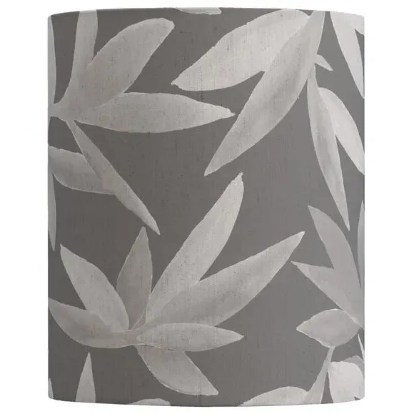 Cylinder Lamp Shade with Floral Print - Grey