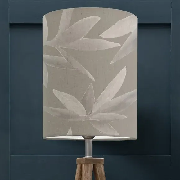 Cylinder Lamp Shade with Floral Print - Grey