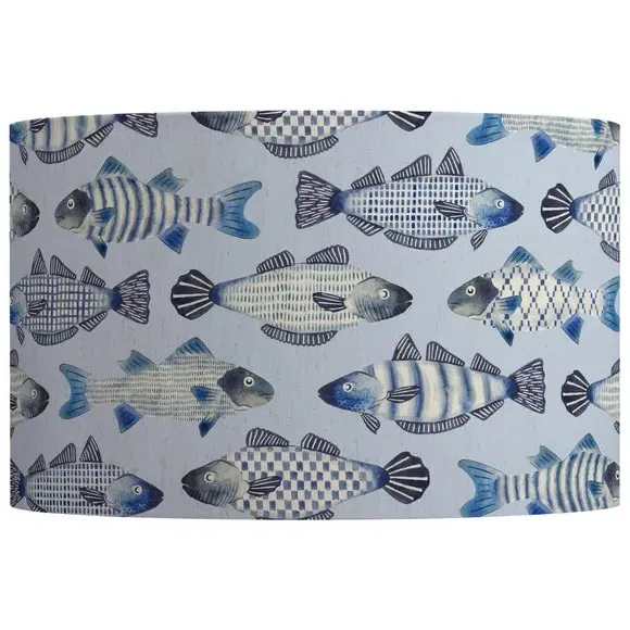 Drum Lamp Shade Animal Print - Cobalt Blue