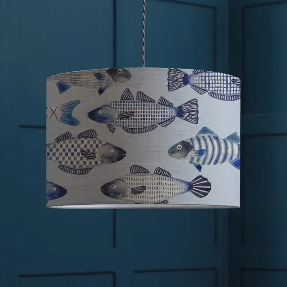 Drum Lamp Shade Animal Print - Cobalt Blue image