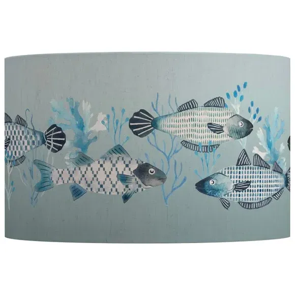 Drum Lamp Shade Animal Print - Seafoam, Woven