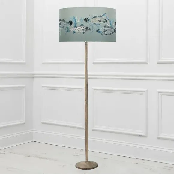 Floor Lamp with Animal Print Shade - Seafoam, Wood
