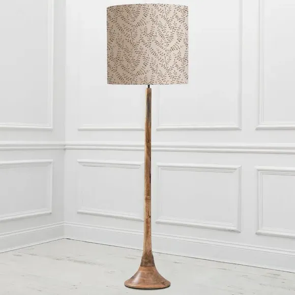 Floor Lamp with Floral Shade - Red, Mango Wood