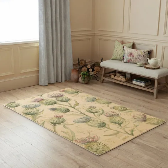 Floral Rug - Green, Polypropylene