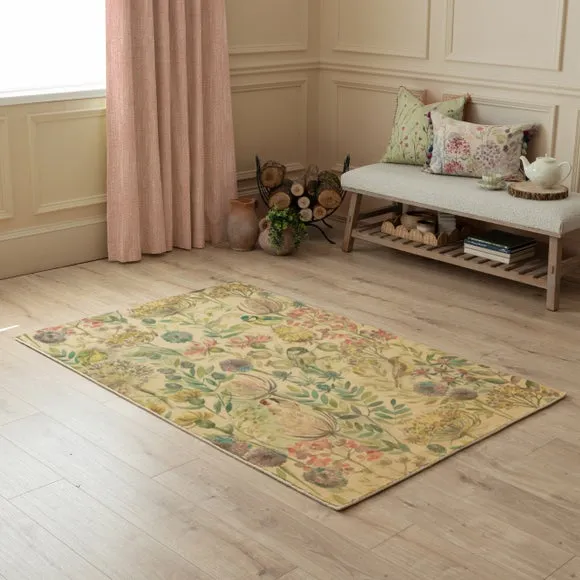 Floral Rug with Digital Print - Blue, Wool image